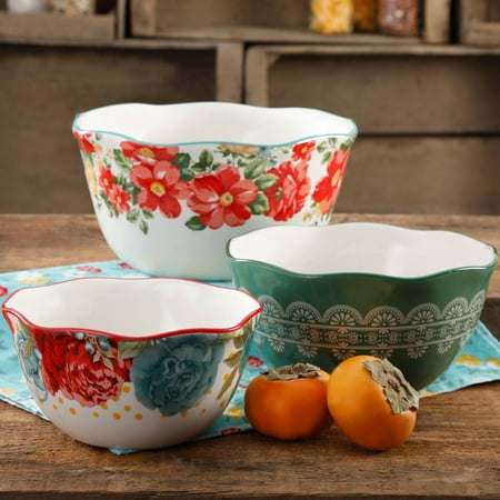 The Pioneer Woman Vintage Floral Nesting Bowl Set, 3