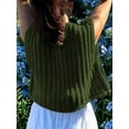 thumbnail image 2 of Women'S Sleeveless Cropped Knit Cardigan 2025 Casual Button Down Crochet Sweater Vest Tops with Pockets  Green S, 2 of 8