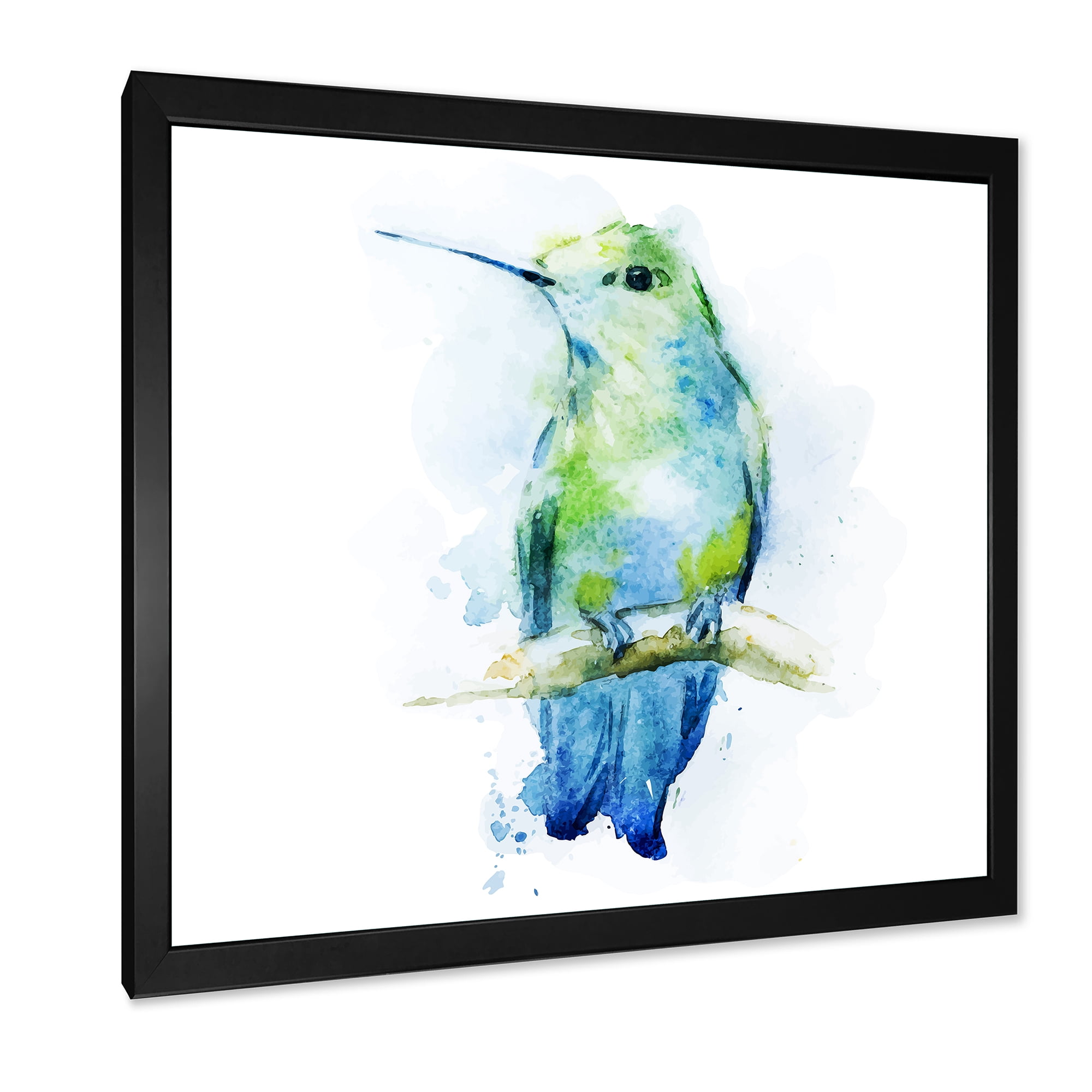 Designart 'Colibri Bird On Branch' Traditional Framed Art Print
