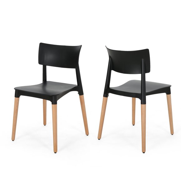 Millies Ensemble de 2 Chaises de Salle à Manger Noires Modernes avec Pattes en Bois - Mobilier de Cuisine Contemporain