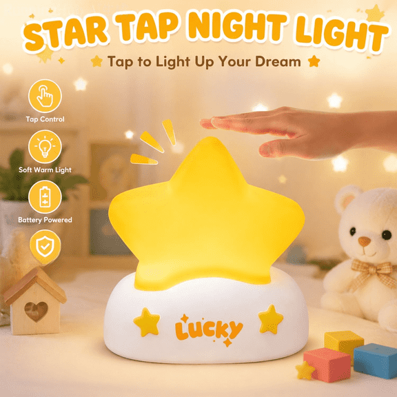 Star Night Light for Kids Toddler Baby, Squishy Silicone Touch Night Light with 3 Levels Brightness, Rechargeable Portable Bedside Lamp with Timer Off Function, Gifts for Boys Girls