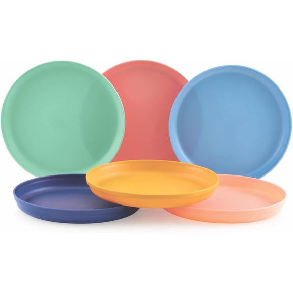 MASTERCOOK 6‑Pack 7″ Reusable Kids Plastic Plates – Multicolor BPA‑Free
