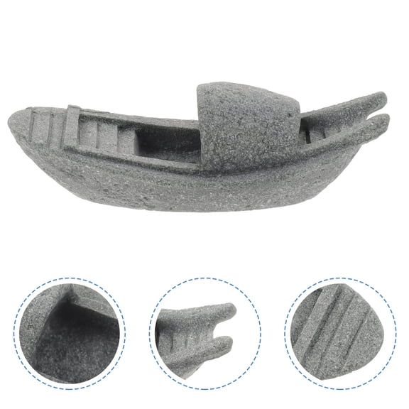 ETEREAUTY Aquarium Reef Decor Fish Tank Rockery Stone Boat Decoration Grey 1 Set