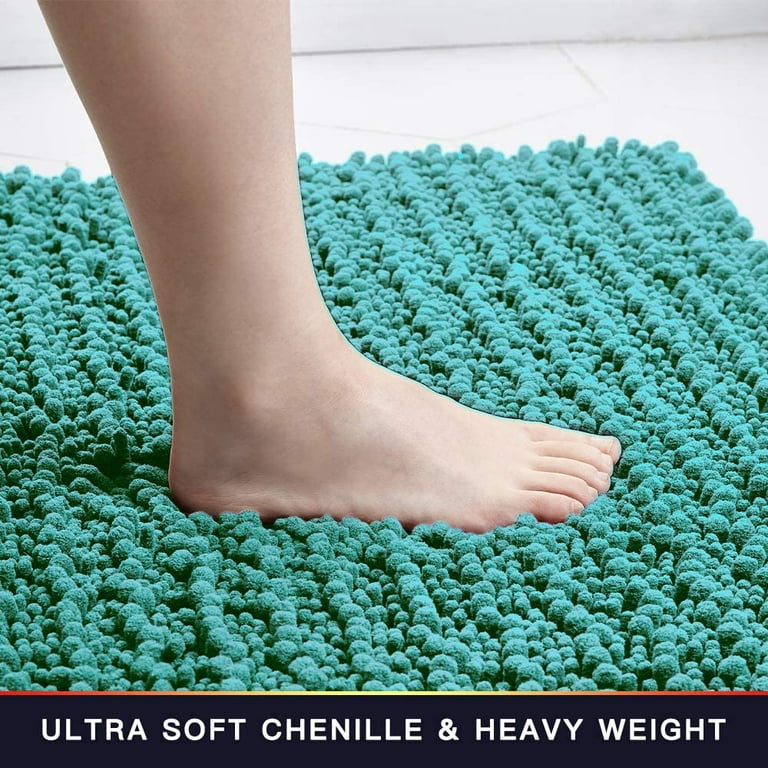 Turquoise bath mats shower rugs slip-resistant extra absorbent soft and  fluffy thick bath mats, non-slip floor mats-50x80cm plus 43x 61cm