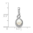 thumbnail image 2 of 925 Sterling Silver Polished Freshwater Cultured Pearl and Diamond Pendant Necklace 13x7mm Wide Pendant for Women, 2 of 2