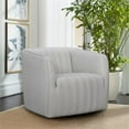 thumbnail image 2 of Maklaine Modern Genuine Leather Swivel Barrel Chair in Dove Gray, 2 of 7