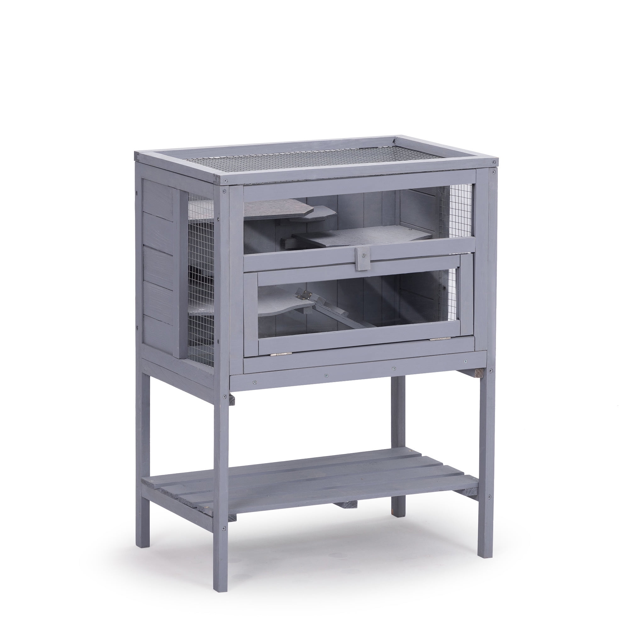 Pefilos 3 Tiers Wooden Hamster Cage, Rat House, Small Animal Hutch with Slide-Out Tray, Ramp, Gray Pefilos 3 Tiers Wooden Hamster Cage, Rat House, Small Animal Hutch with Slide-Out Tray, Ramp, Gray
