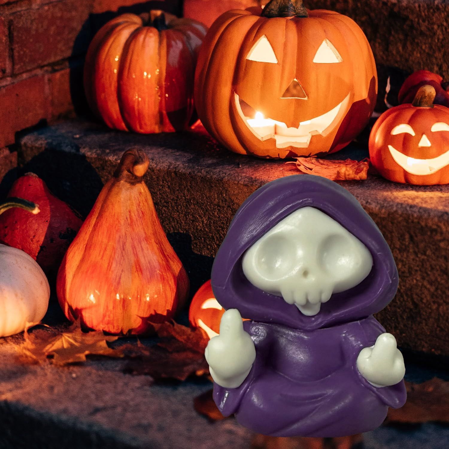 Glow-in-the-Dark Mini Ghost Figurine for Halloween Desk and Shelf Decor