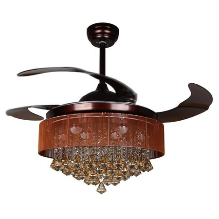Ceiling Fans With Lights 42 Modern Brown Fan Retractable Ceiling Fans With Lights 42 Modern Brown Fan Retractable Blades Crystal Led Chandelier