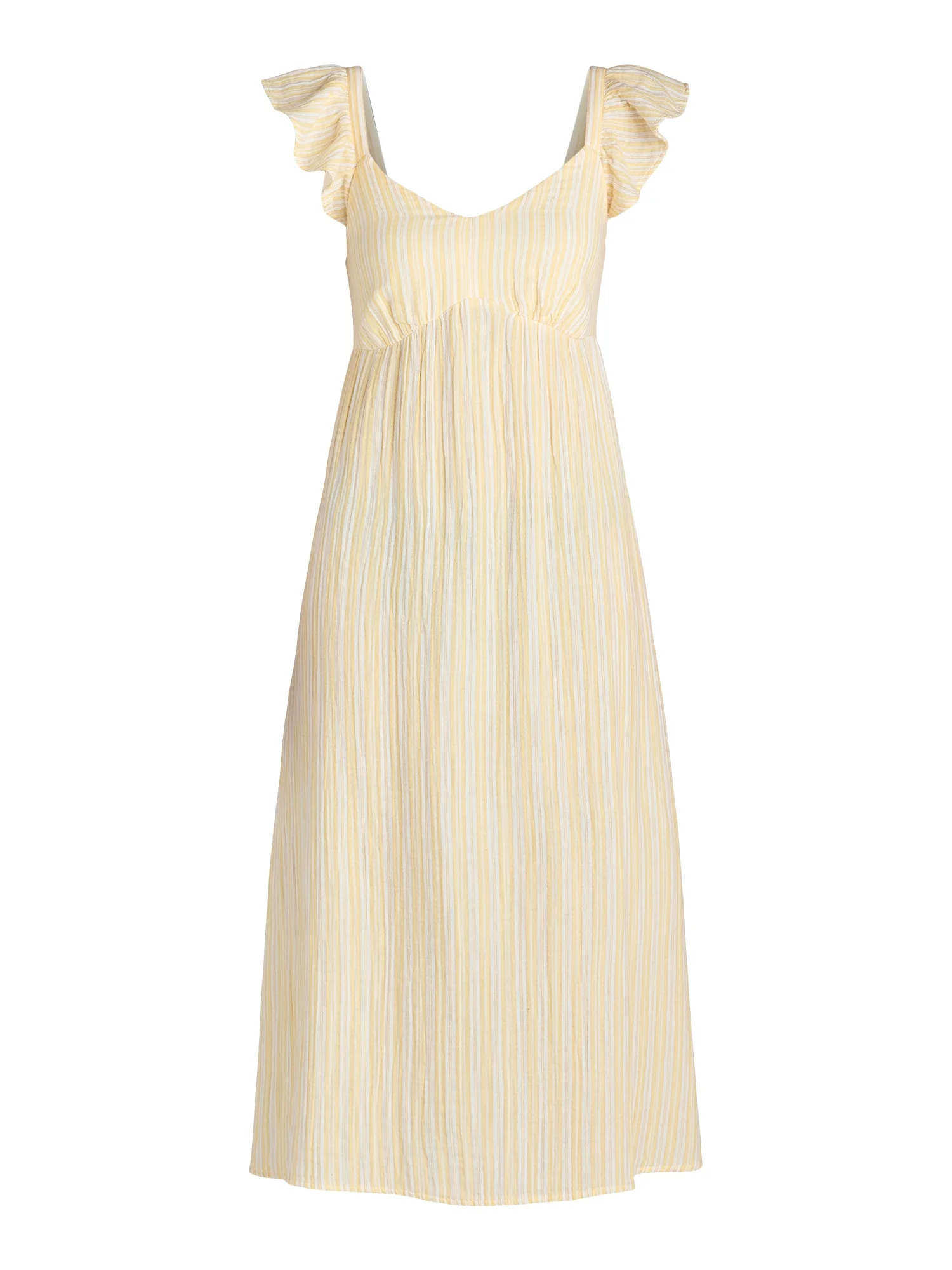 Time And Tru Women's and Women's Plus Midi Dress with Flutter Sleeves, Sizes XS-4X