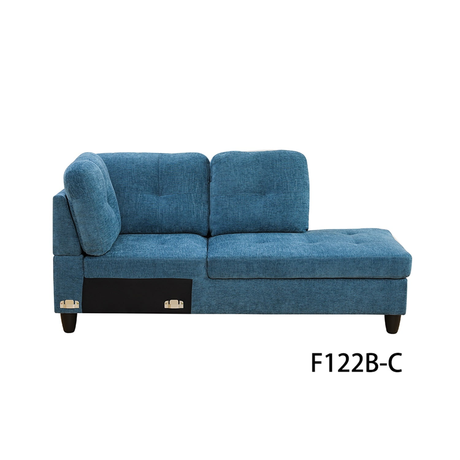 Hommoo Flannel Sectional Sofa, 4 Seat Living Room Furniture Sets, Modern L-Shaped Couches and Sofas Set for Home, Black(No Ottomans)