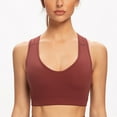 thumbnail image 2 of AGONVIN Women's High Impact Plus Size Large Bust Sexy Strappy Back Padded Sports Bra Cabernet Red XX-Large, 2 of 6
