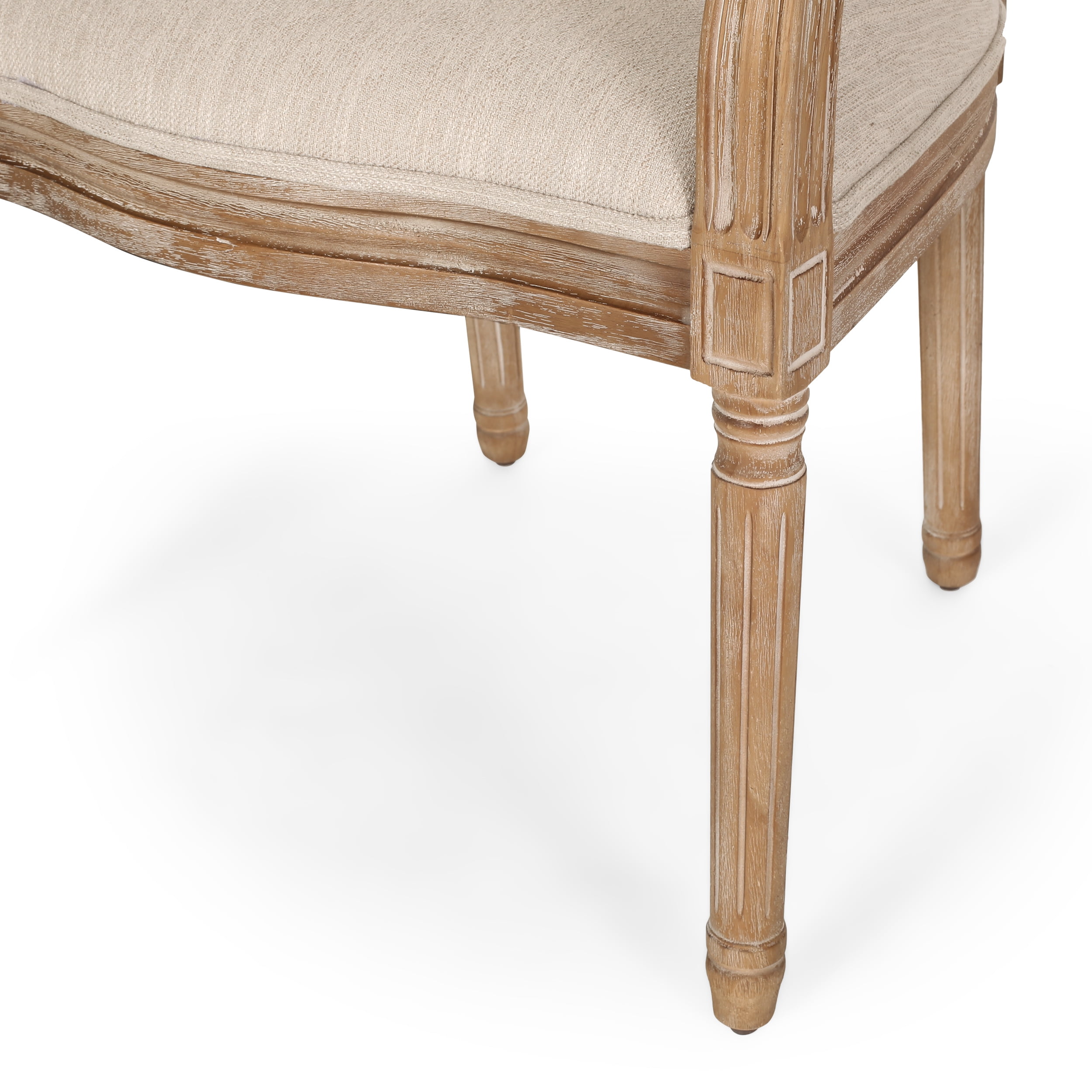 Noble House Huller Indoor French Fabric Upholstered Dining Chair, Set of 2, Beige