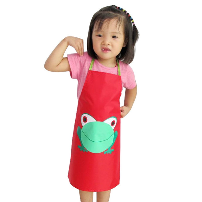 Kids Children Waterproof Frog Print Apron Paint Eat Drink Outerwear RD