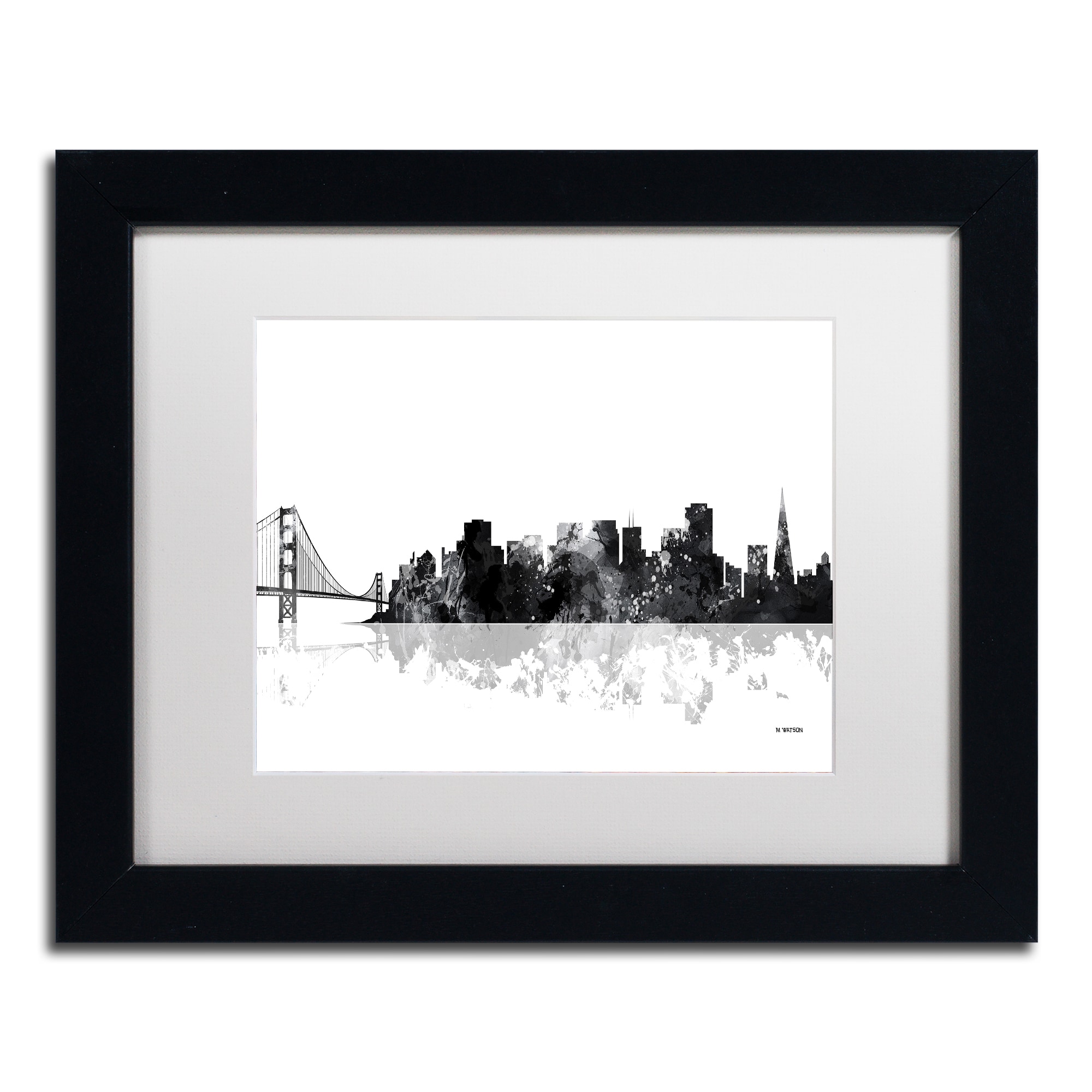 Trademark Fine Art "San Francisco CA Skyline BG-1" Canvas Art by Marlene Watson, White Matte, Black Frame
