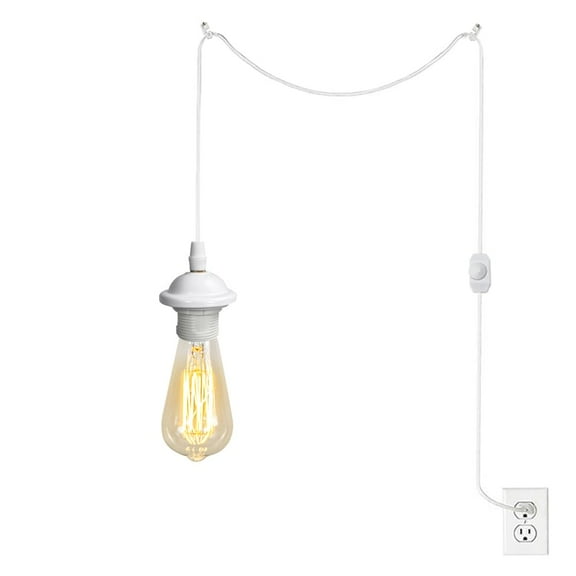 KAYYELAMP 15Ft Dimmable Switch Cord Modern White Metal Hanging Light Vintage Design For Kitchen Dining Room Bedroom(No Bulb)