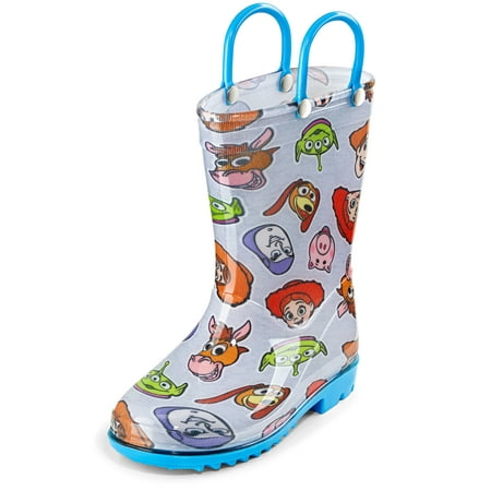 Disney Toy Story Kids PVC Waterproof Rainboots - Woody Buzz Lightyear Aliens Hamm Rex and Slinky Dog - Size 7 Toddler