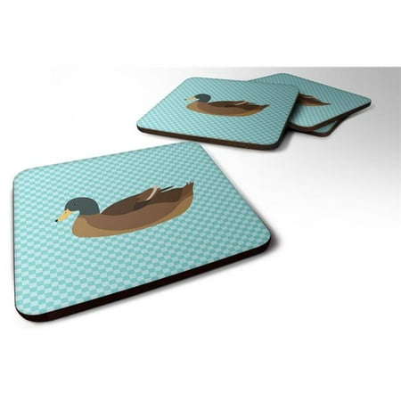 

Khaki Campbell Duck Blue Check Foam Coaster Set of 4