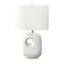 Monarch 26"H, Table Lamp, White Ceramic, Ivory / Cream Shade, Contemporary, Modern