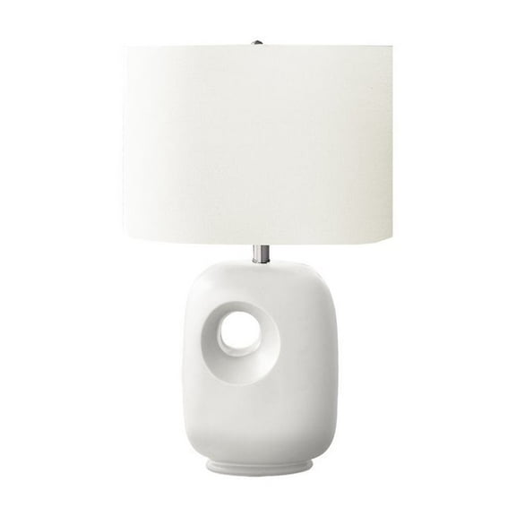Monarch 26"H, Table Lamp, White Ceramic, Ivory / Cream Shade, Contemporary, Modern