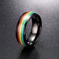 thumbnail image 3 of Men /Women 8mm Tungsten Carbide Rings for Black Wedding Bands Rainbow Engagment Ring Comfort Fit Size 7-12, 3 of 4