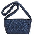 thumbnail image 1 of Autumn Winter Cotton-Padded Bag Rhombic Lattice Shoulder Bag for Work (Black), 1 of 10