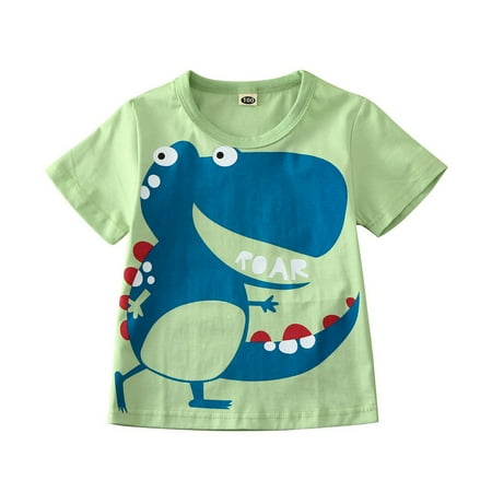 

kpoplk Tops For Toddler Baby Girls Dinosaur T-Shirt Tops Boys Cartoon Animal Tee Toddler Kids Clothes Boys Tops Toddler Tshirt(Green)