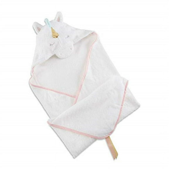 Baby Aspen Simply Enchanted Unicorn Hooded Towel, White/Light Pink/Aqua/Gold