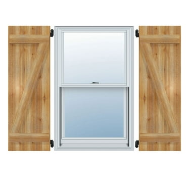 26 7/8"W X 23"H Timbercraft Five 5 3/8" Boards Joined Board-N-Batten Shutters W/Z-Bar, Rough Sawn Western Red Cedar (Per Pair)