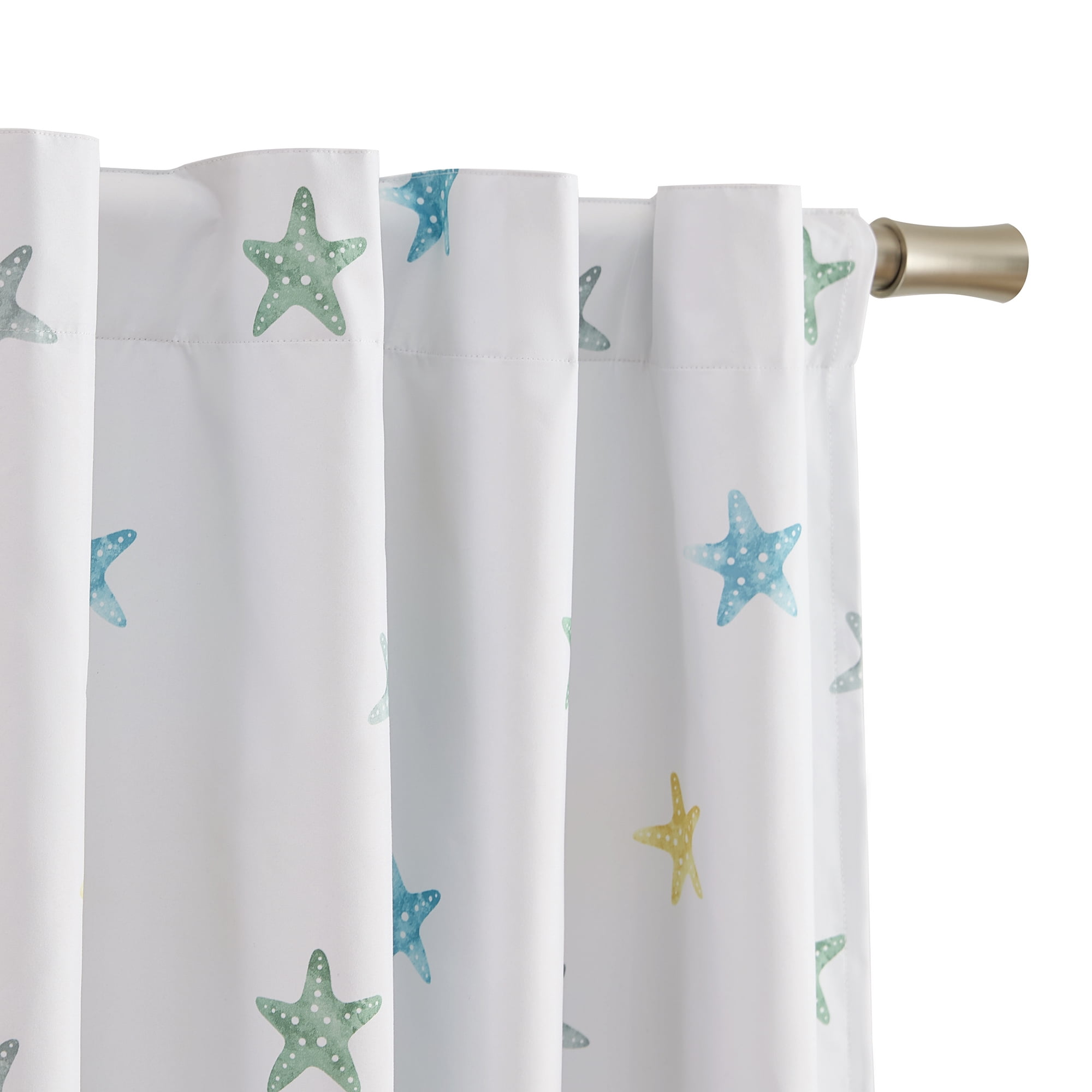 Ecologee Starfish 100% Blackout Rod Pocket Single Indoor Curtain Panel, Cream, 40" W x 84" L