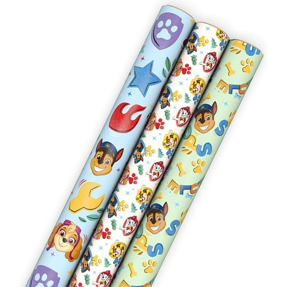 Paw Patrol Wrapping Paper Rolls (3 Rolls: 60 Sq. Ft. Total) for Kids, Grandchildren, Birthdays, Christmas, Valentine's Day