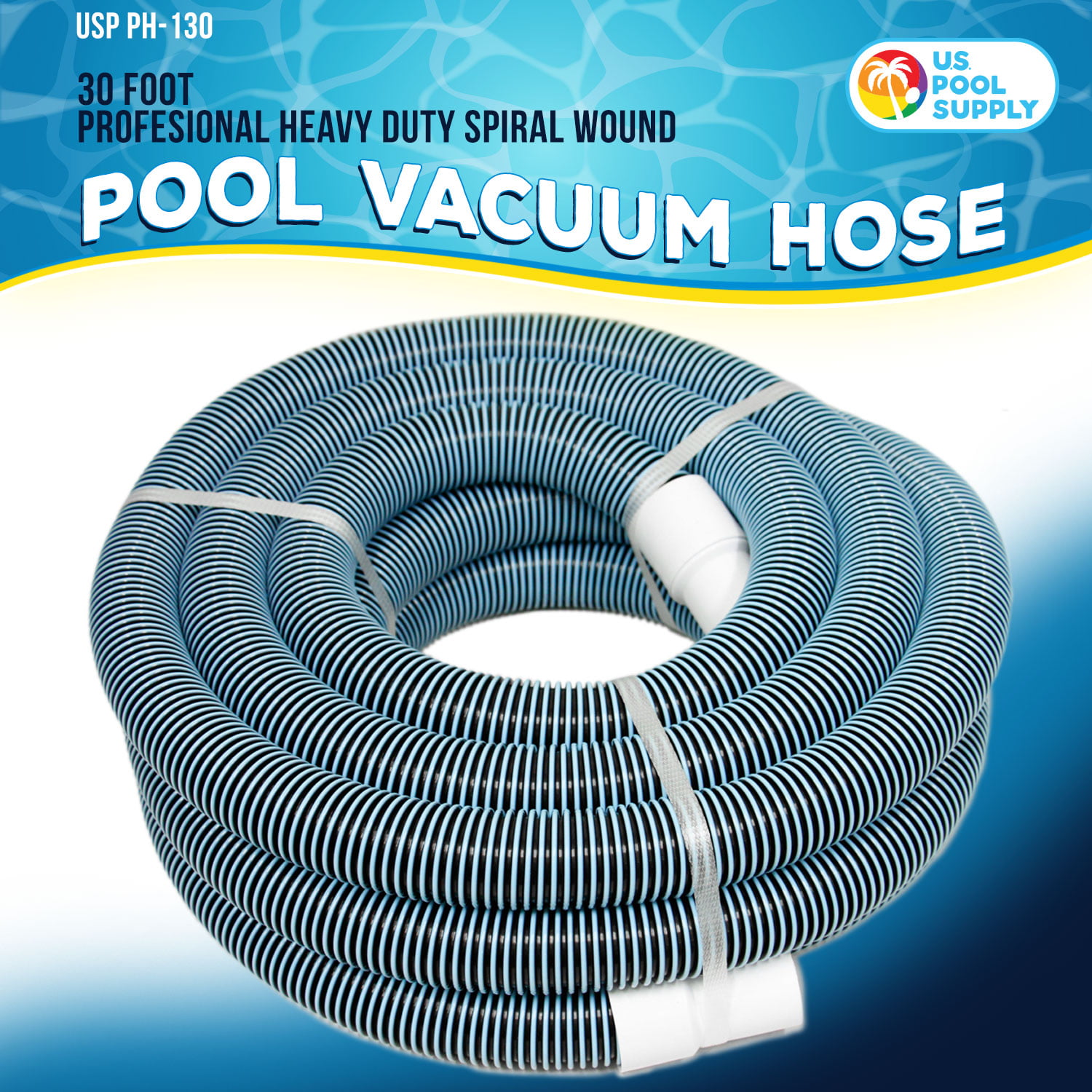 1-1/2" x 36 Foot Heavy Duty Spiral Wound Swimming Pool Vacuum Hose Swivel Cuff