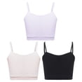 thumbnail image 6 of Miutii 3Pcs Cropped Tank Tops for Girls Spaghetti Strap Crop Top Basic Sports Cami Solid Color Black&Pink&Light Purple M, 6 of 9