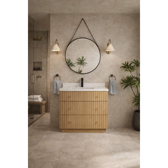 La Jolla 36" Bathroom Vanity Washed Oak