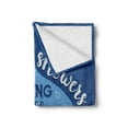 thumbnail image 2 of Blue Soft Flannel Fleece Blanket, April Showers Bring May Flowers with an Umbrella Hand-Drawn Calligraphy, Cozy Plush for Indoor and Outdoor Use, 50" x 60", Blue Pale Blue and White, by Ambesonne, 2 of 6