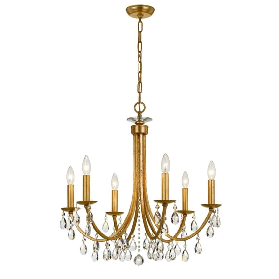 Bridgehampton 6 Light Swarovski Crystal Gold Chandelier