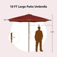 thumbnail image 3 of Gymax 10FT Wooden Market Table Umbrella Pulley Sunshade Canopy w/8 Bamboo Ribs Wine, 3 of 6