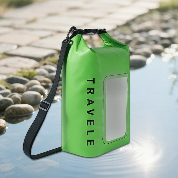 Bolso Bandolera de Playa Impermeable de Pvc Verde | Amplio Espacio para Teléfono Móvil | 39 X 20 X 13 Cm | Accesorio de Natación de Verano
