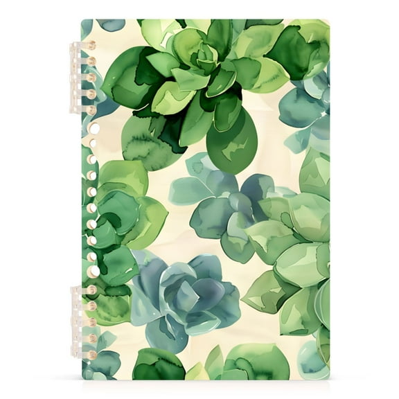 Green Abstract Succulents Spiral Journal Notebook College Ruled Notebook 8.3" x 5.7" A5 Lined Thick Paper Page