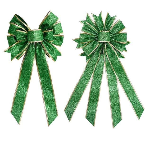 Xihbxyly Lazos para El Día de San Patricio, Lazo Verde Brillante, Tamaño Grande, Decoración para Corona de Puerta Principal, Adornos para Árbol de Navidad, Fáciles de Colgar, Reutilizables, 53 X 26 C