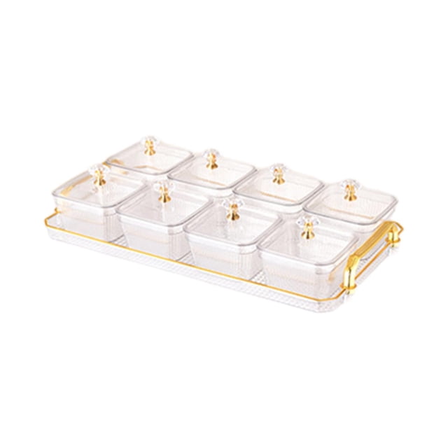 Plato para servir bocadillos de frutas secas, caja de almacenamiento de alimentos, contenedores, plato para nueces y dulces con 8 rejillas