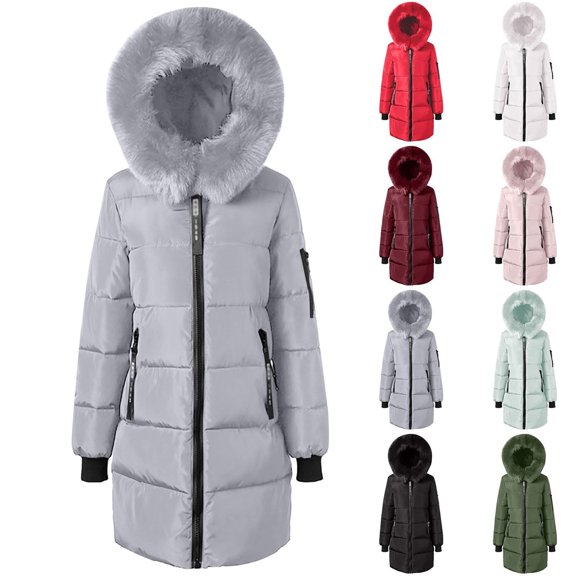 Women's Packable Lightweight Full-Zip Puffer Coat,Detachable Big Hood Collar Zip Up Quilted Parka,Windproof Warm Thick Cold Weather Jacket with Multi Pockets and Rib Cuffs