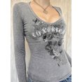 thumbnail image 2 of Women Vintage Y2K Long Sleeve T-shirt Heart Wing Rose Graphic Printed Tops Retro Grunge Gothic Tee, 2 of 6