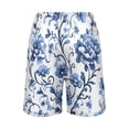 thumbnail image 3 of Men's Pajama Shorts Bottoms with Pockets Soft Lightweight Lounge Sleep Wear Floral with Blue Flowers, 3 of 6