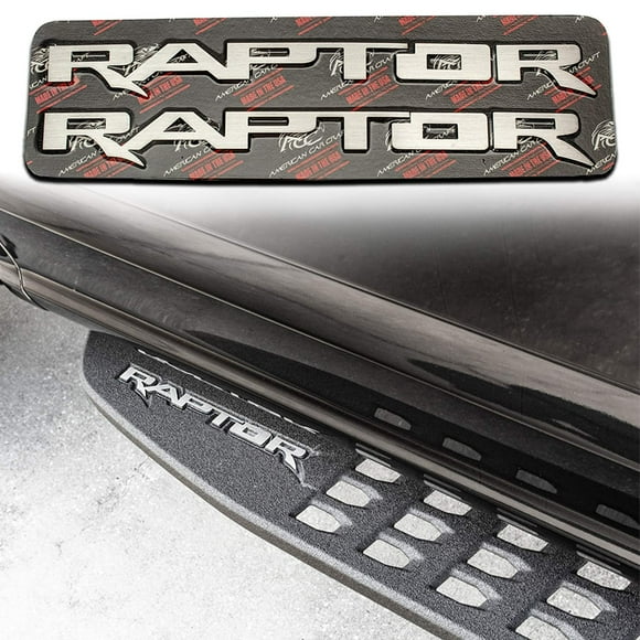 RAPTOR Running Board Emblems, Brushed Stainless Steel | fits 2017-2020 Ford Raptor