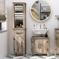 thumbnail image 2 of DUOSONG Kleankin Tall Bathroom Storage Cabinet, Freestanding Linen Tower With 3-Tier Open Adjustable Shelves, And Drawer, Narrow Slim Floor Organizer Brown Particle Board Cabinets, 2 of 9