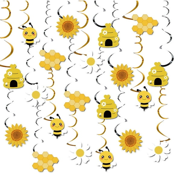 TEAMD Honey Bee Decorations for Party 40 Pieces Bumble Bee Hanging Swirl Decor Bee Themed Baby Shower Supplies