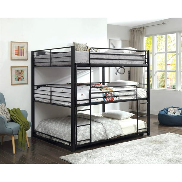 Furniture Of America Botany Metal Queen, Black Full Size Bunk Beds