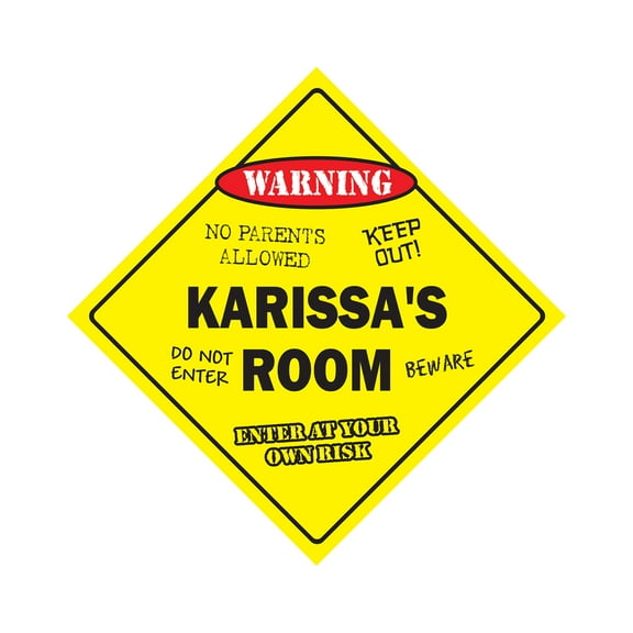 Karissa's Room Sign Crossing Zone Xing | Indoor/Outdoor | 14" Tall kids bedroom decor door children's name boy girl