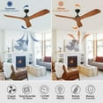 thumbnail image 4 of DingLiLighting 52" Modern Indoor Outdoor Ceiling Fan with Remote Control,5-Speed 3-Blade Industrial Ceiling Fan for Patio Exterior House Porch livingroom bedroom, Timing, Wood, 4 of 7